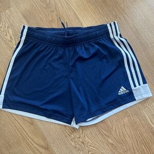 Adidas Dark Blue Sports Shorts with White Accents